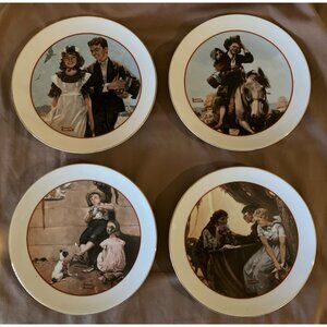 Set Of 4 Norman Rockwell Special Edition Plates “Young Love” Series 1982 6 1/2”